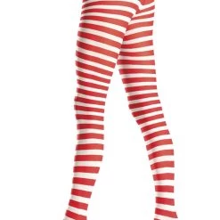 Be Wicked Hosiery Red And White Striped Tights