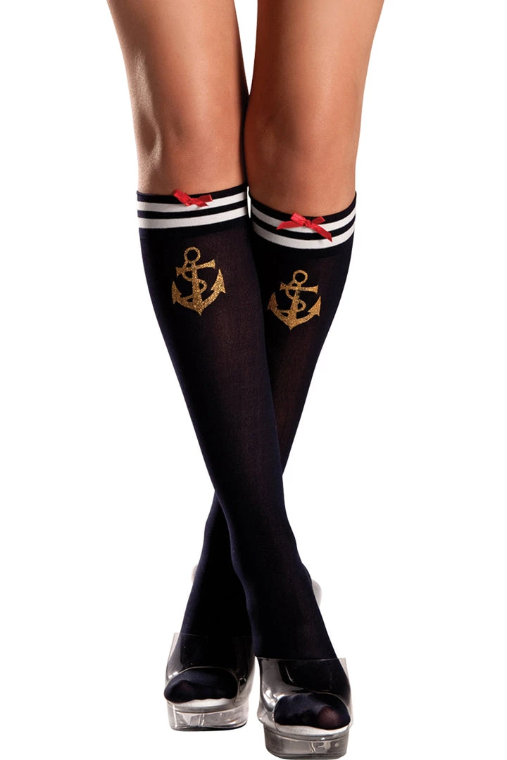 Be Wicked Navy Sailor Knee High Socks Hosiery 1 Be Wicked Navy Sailor Knee High Socks Hosiery