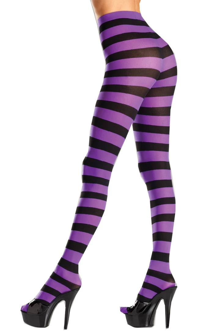 Be Wicked Black And Purple Wide Striped Pantyhose Hosiery 1 Be Wicked Black And Purple Wide Striped Pantyhose Hosiery
