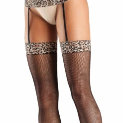Be Wicked 2-in-1 Leopard Lace Garterbelt & Fishnet Thigh Highs