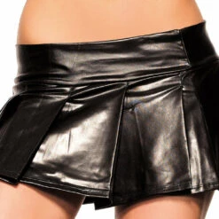 Be Wicked Metallic Black Pleated Mini Skirt Lingerie