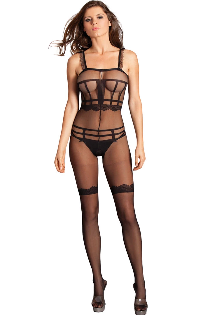 Be Wicked Mock Cage Pattern Crotchless Bodystocking 2 Be Wicked Mock Cage Pattern Crotchless Bodystocking