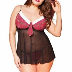 Coquette Plus Size Pretty Plaid Babydoll Set