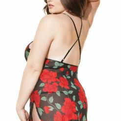 Coquette Plus Size Mesh Roses Chemise