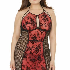 Coquette Plus Size Embroidered Merlot Chemise