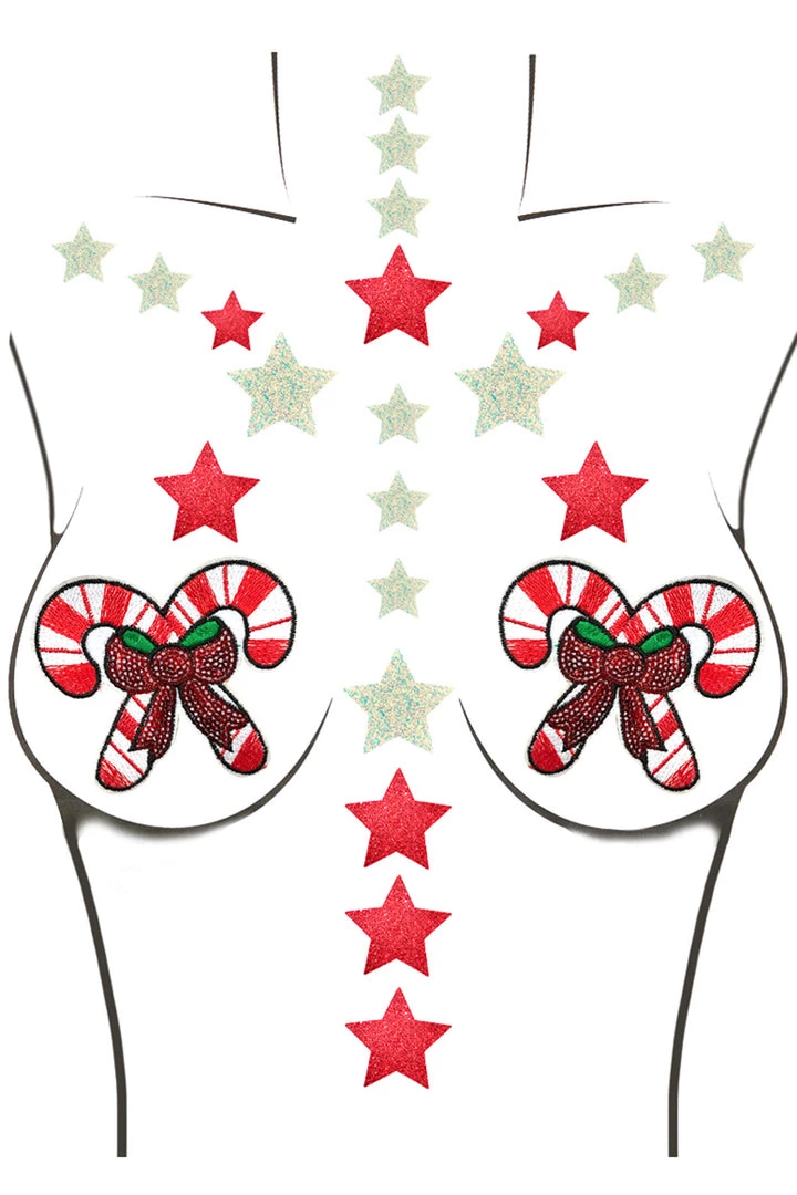 NevaNude Starry Candy Cane Body Pasties Top 2 NevaNude Starry Candy Cane Body Pasties Top