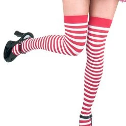 Charades Red And White Striped Stockings Hosiery