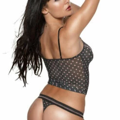 Coquette Dot Mesh Cami And Thong