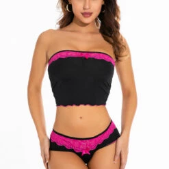 Coquette Lingerie Mesh Tube Top And Shorts