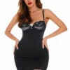 Coquette Black And Contrast Lace Cup Chemise Lingerie