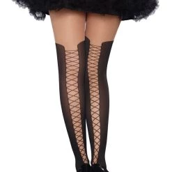 Dreamgirl Faux Laceup Boot Pantyhose Hosiery