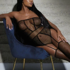 Dreamgirl Strapless Geo Net Bodystocking