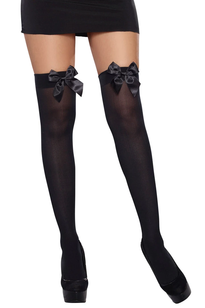 Dreamgirl Bow Top Opaque Stockings 8 Dreamgirl Bow Top Opaque Stockings