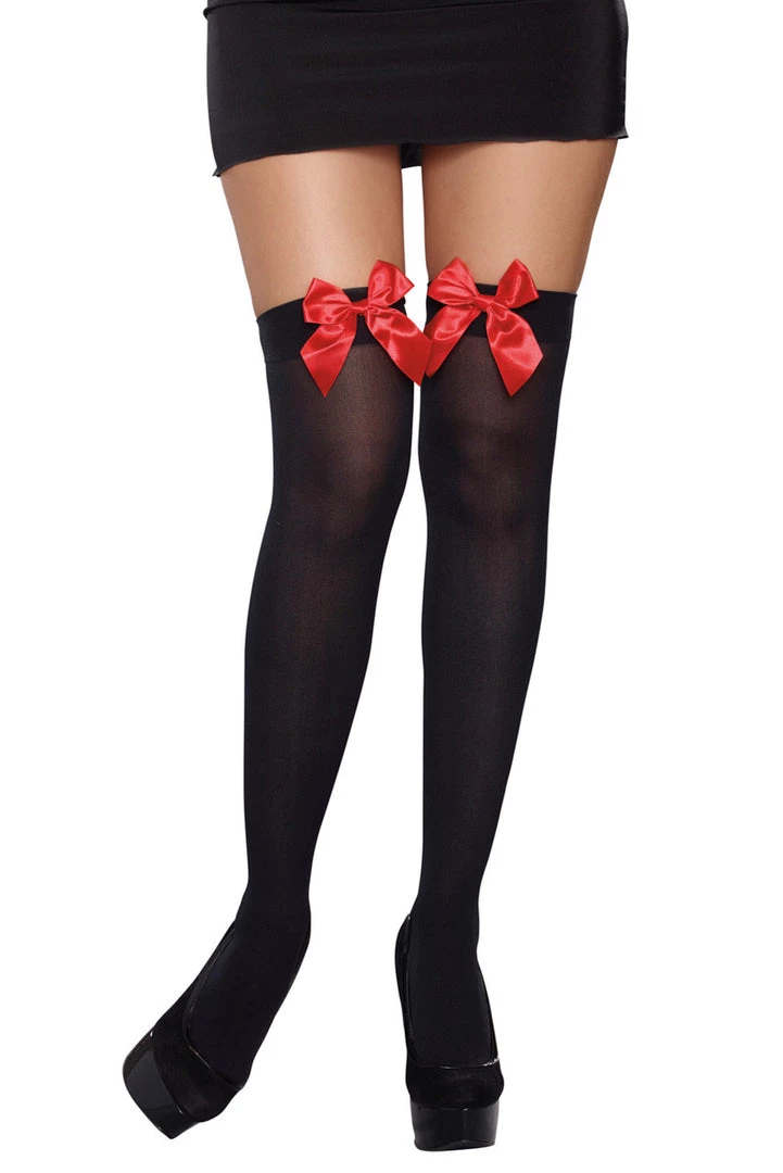 Dreamgirl Bow Top Opaque Stockings 2 Dreamgirl Bow Top Opaque Stockings