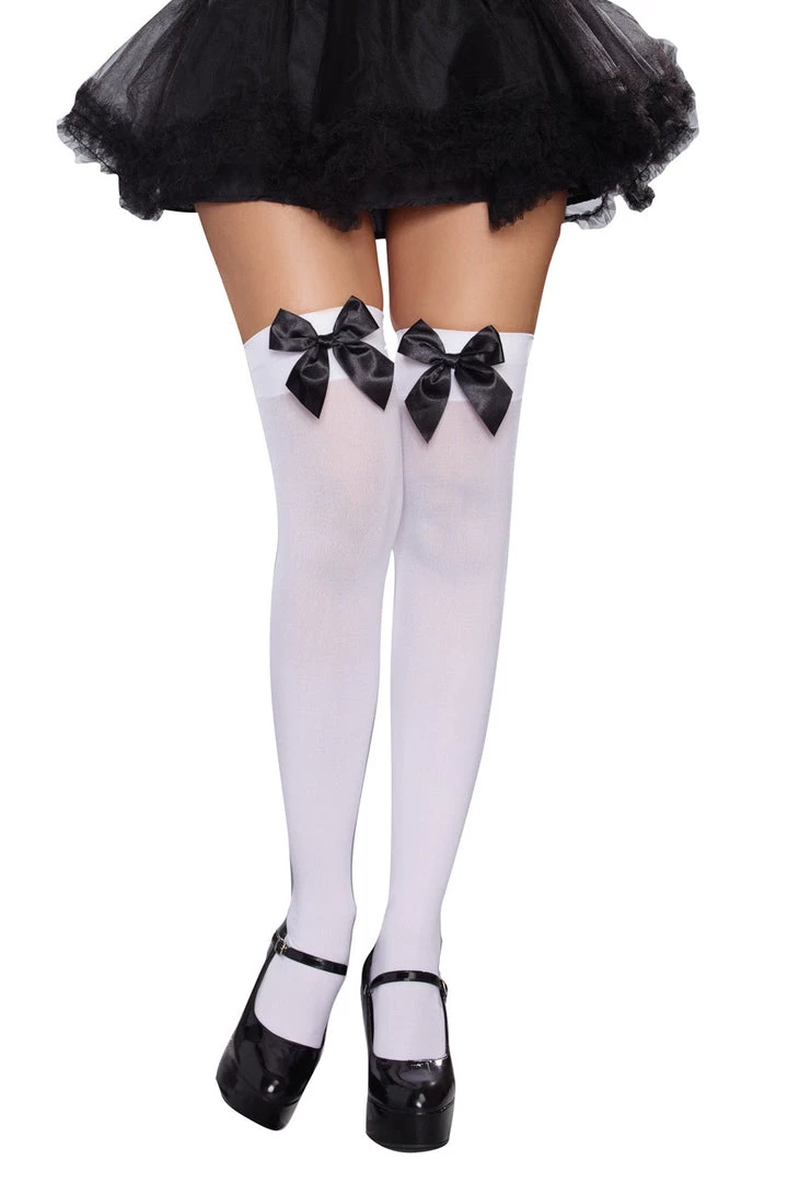 Dreamgirl Bow Top Opaque Stockings 7 Dreamgirl Bow Top Opaque Stockings