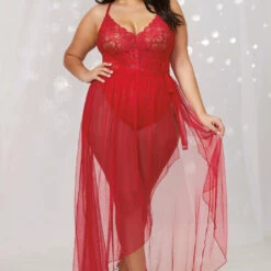 Dreamgirl Plus Size Lace Teddy And Overskirt 5 Dreamgirl Plus Size Lace Teddy And Overskirt