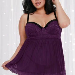 Dreamgirl Plus Size Push Up Babydoll Set