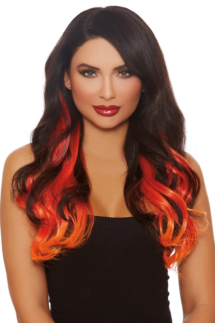 Dreamgirl Accessories Long Wavy Flame Hair Extensions 3 Dreamgirl Accessories Long Wavy Flame Hair Extensions
