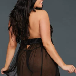 Dreamgirl Plus Size Mesh Garter Babydoll Plus Size Lingerie