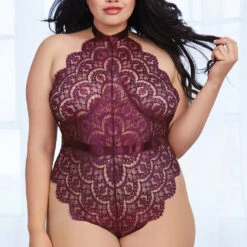 Dreamgirl Plus Size Purple Eyelash Lace Teddy 5 Dreamgirl Plus Size Purple Eyelash Lace Teddy