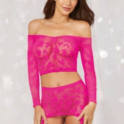 Dreamgirl Plus Size Pink Heart Cami And Skirt Set