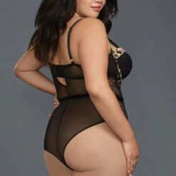 Dreamgirl Plus Size Cheetah Print Mesh Teddy