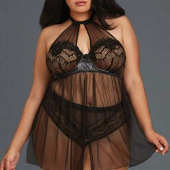 Dreamgirl Plus Size Lingerie Plus Size Sheer Mesh And Lace High Neck Babydoll 7 Dreamgirl Plus Size Lingerie Plus Size Sheer Mesh And Lace High Neck Babydoll