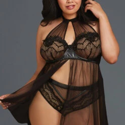 Dreamgirl Plus Size Lingerie Plus Size Sheer Mesh And Lace High Neck Babydoll 6 Dreamgirl Plus Size Lingerie Plus Size Sheer Mesh And Lace High Neck Babydoll