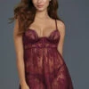 Dreamgirl Lingerie Burgundy Lace Babydoll