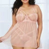 Dreamgirl Plus Size Pink Chiffon Chemise