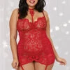 Dreamgirl Plus Size Underwire Venice Lace Garter Chemise