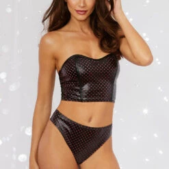 Dreamgirl Faux Leather Heart Bustier Set Lingerie