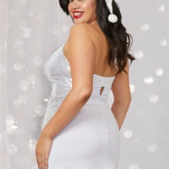 Dreamgirl Plus Size Silver Sequin Christmas Elf Chemise