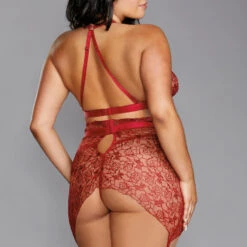 Dreamgirl Plus Size Floral Embroidered Bra And Garterskirt