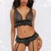 Dreamgirl Sparkle Mesh Ruffle Bra Set Lingerie