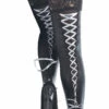 Coquette Lace Up Ribbon Wet Look Thigh High Stockings Lingerie