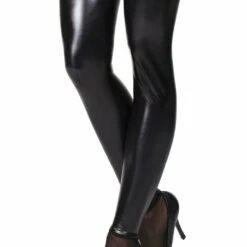 Coquette Lingerie Faux Leather Thigh Highs With Back Zippers