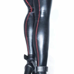 Coquette Faux Leather Thigh Highs With Red Backseams Lingerie