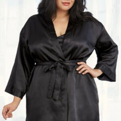 Dreamgirl Plus Size Simple Satin Robe And Chemise Plus Size Lingerie