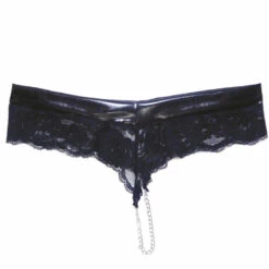 Coquette Wet Look Lace Panty With Chain Crotch Lingerie