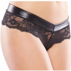 Coquette Wet Look Lace Panty With Chain Crotch Lingerie