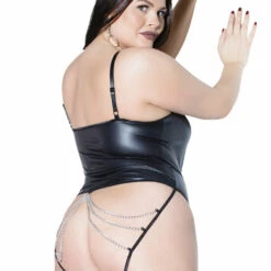 Coquette Lingerie Wet Look Dominatrix Bodysuit With Chains