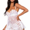 Dreamgirl Babydoll Lingerie White Eyelash Lace Babydoll Set