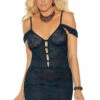 Elegant Moments Plus Size Off The Shoulder Midnight Lace Chemise