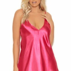 Elegant Moments Plus Size Sexy Satin Sleepwear Chemise