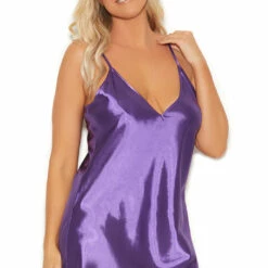 Elegant Moments Plus Size Sexy Satin Sleepwear Chemise