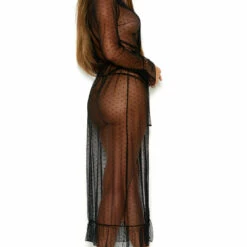 Elegant Moments Dotted Mesh Robe