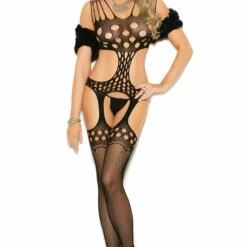 Elegant Moments Lingerie Pothole Suspender Bodystocking