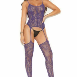 Elegant Moments Lingerie Lavender Lace Bodystocking