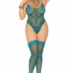 Elegant Moments Plus Size Jade Lace Teddy